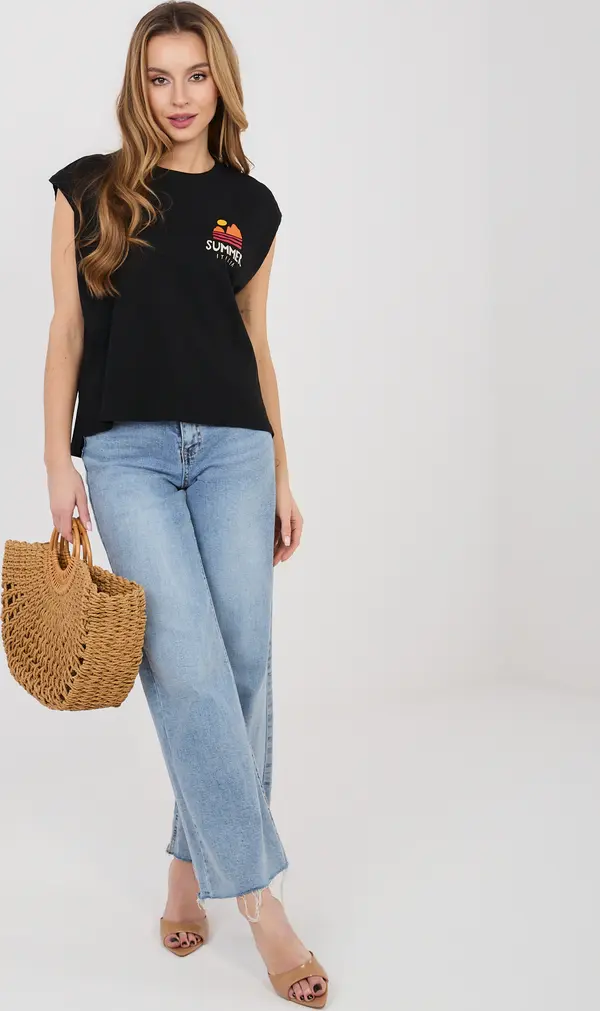 Sublevel Черна дамска тениска с щампа