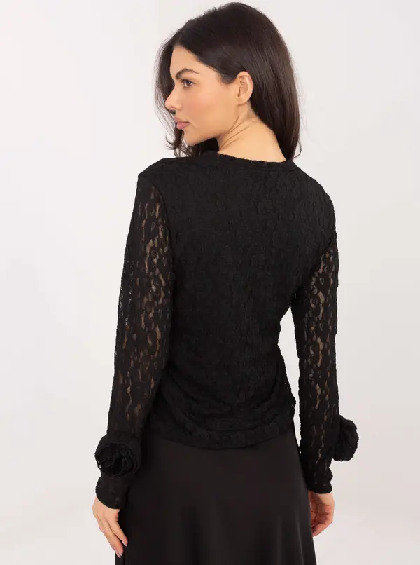Italy Moda Черна дантелена блуза