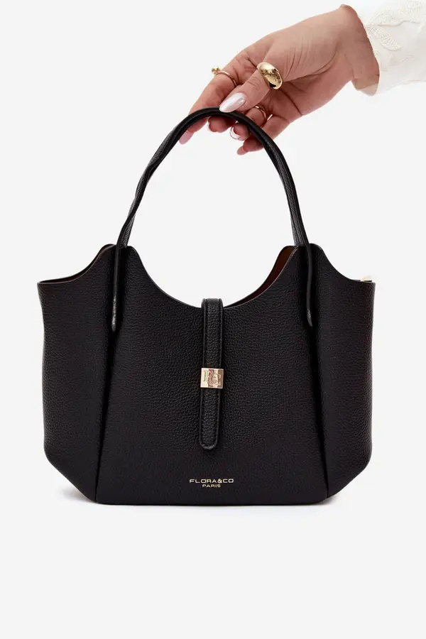 FLORA & CO Черна екокожена чанта Flora&amp;Co