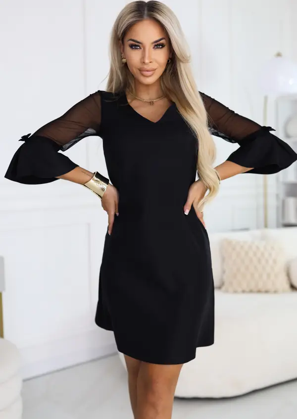 NUMOCO Черна коктейлна рокля с брокат