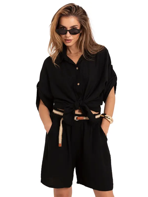 Italy Moda Черна лятна риза MI-KS-6537