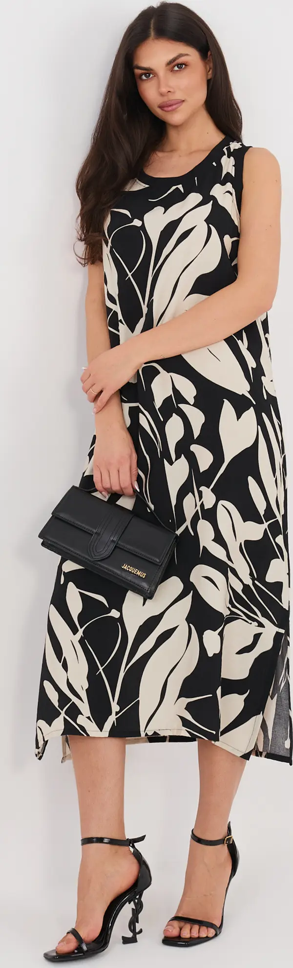 Sublevel Черна лятна рокля с флорален мотив