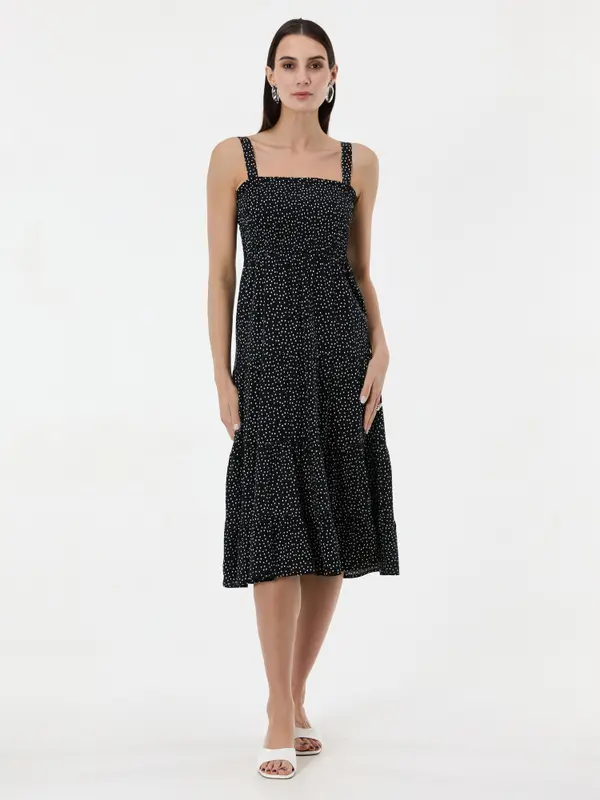 Orsay Черна миди рокля на точки ORSAY