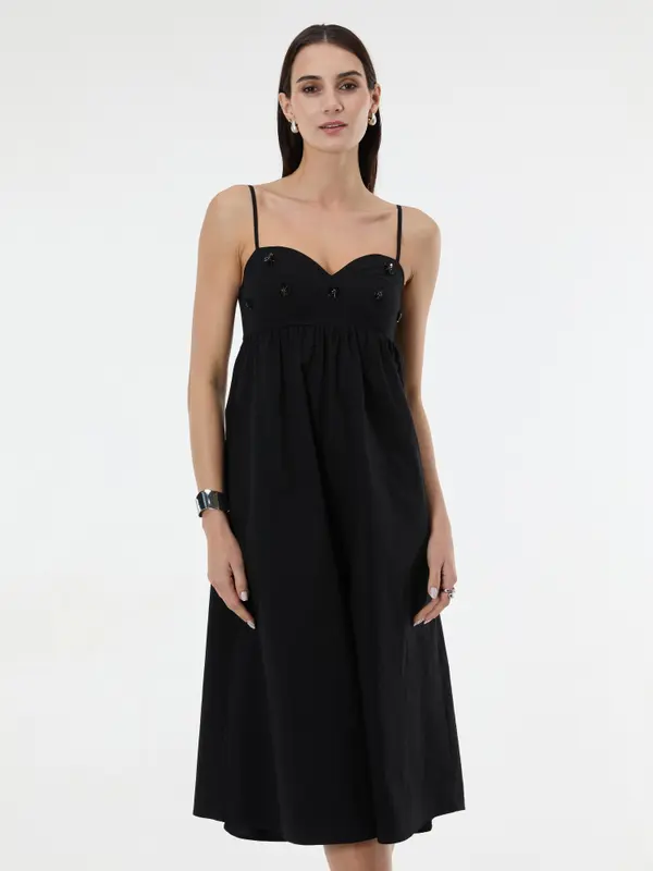 Orsay Черна миди рокля с апликация ORSAY