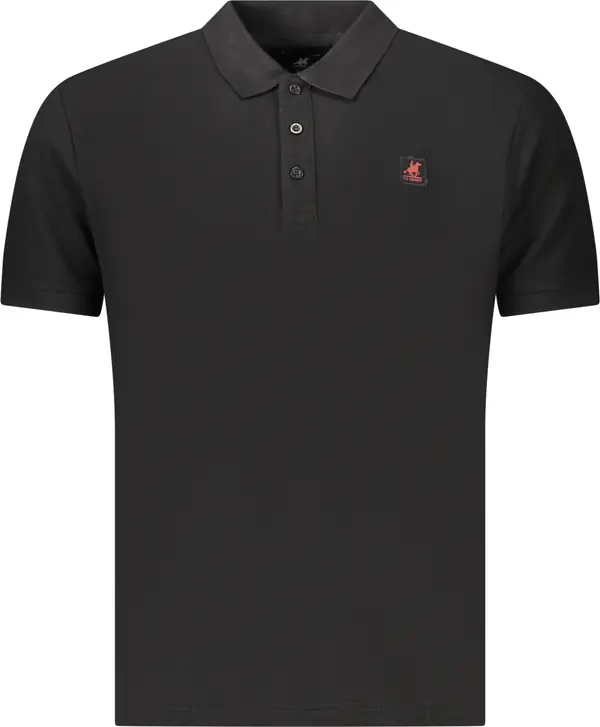 U.S. GRAND Черна мъжка поло риза с къс ръкав