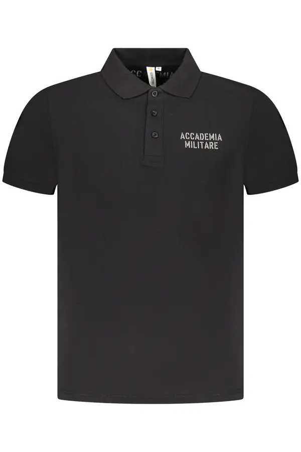 ACCADEMIA MILITARE Черна мъжка поло риза с къс ръкав