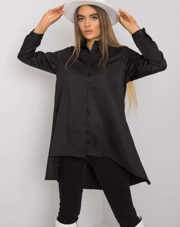 ex moda Черна риза с удължен гръб