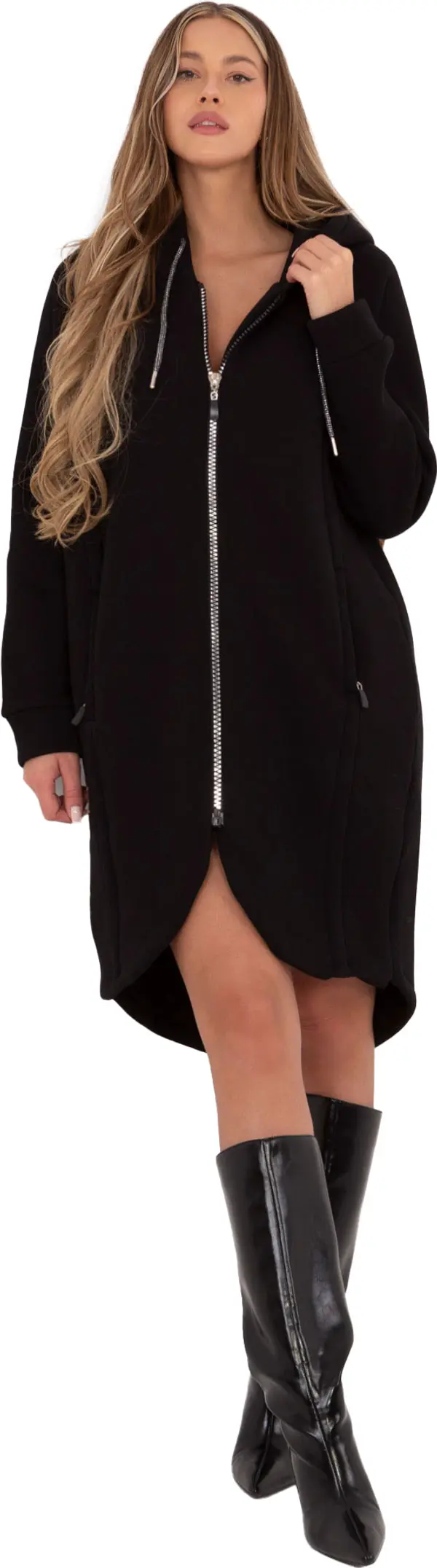 RELEVANCE Черна рокля с качулка