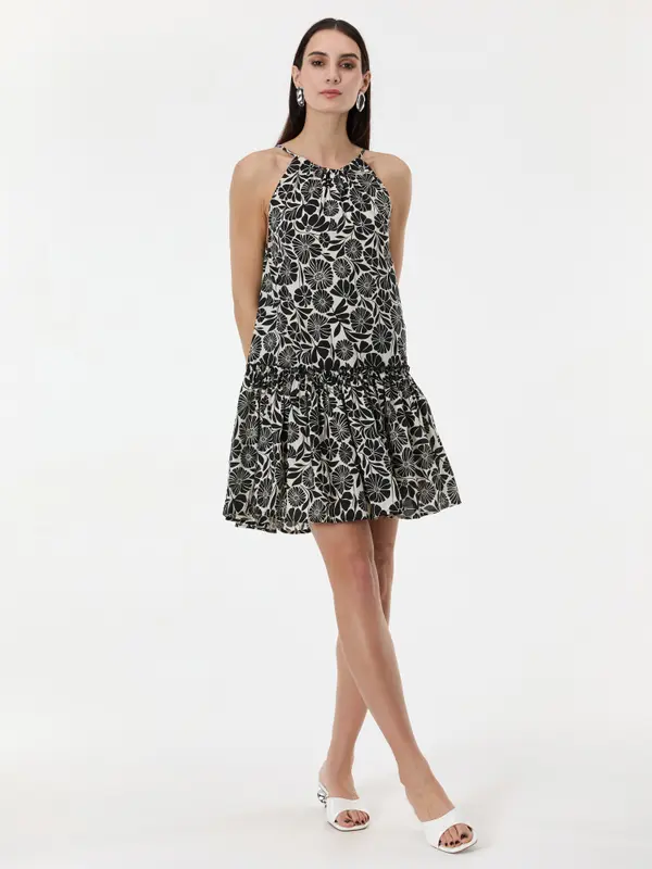 Orsay Черна рокля с шарки до коляното ORSAY