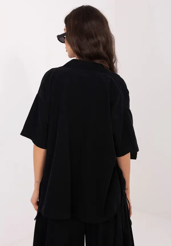 Italy Moda Черна щраусова риза