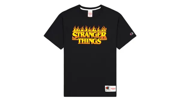 Champion Черна тениска Champion x Stranger Things