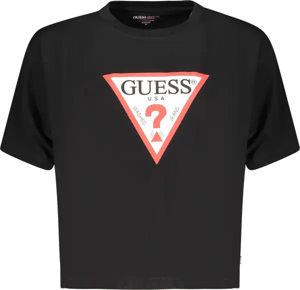GUESS JEANS Черна тениска Guess с къс ръкав