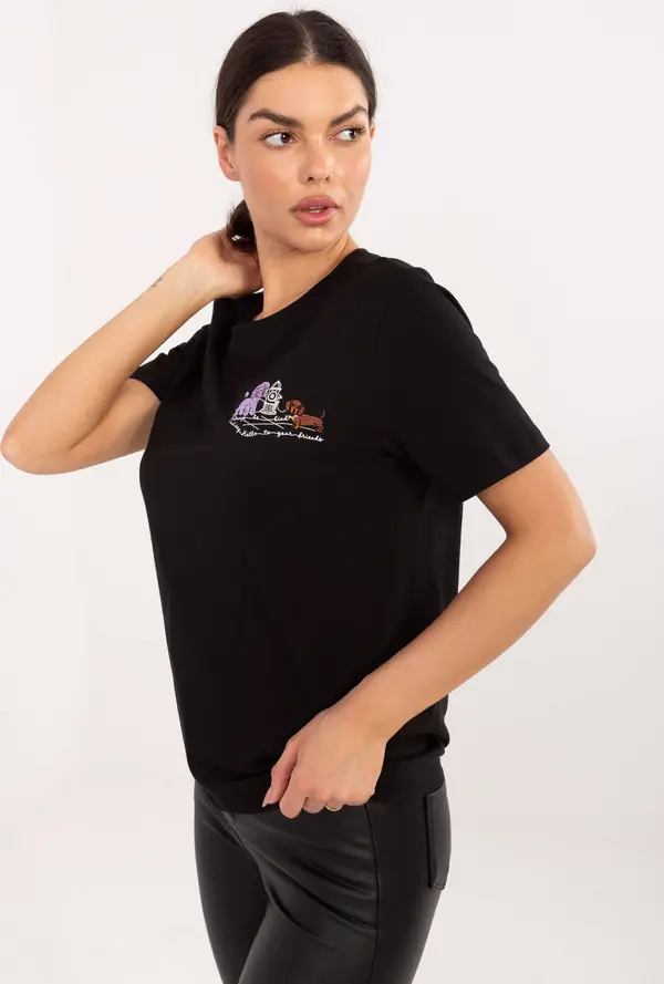 EIGHT 2 NINE Черна тениска с къс ръкав