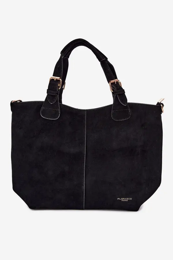 FLORA & CO Черна велурена чанта Flora&amp;Co Clarette