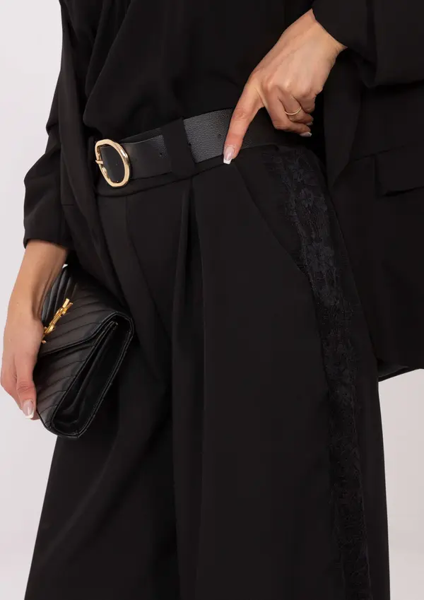 Italy Moda Черни бизнес панталони с дантела