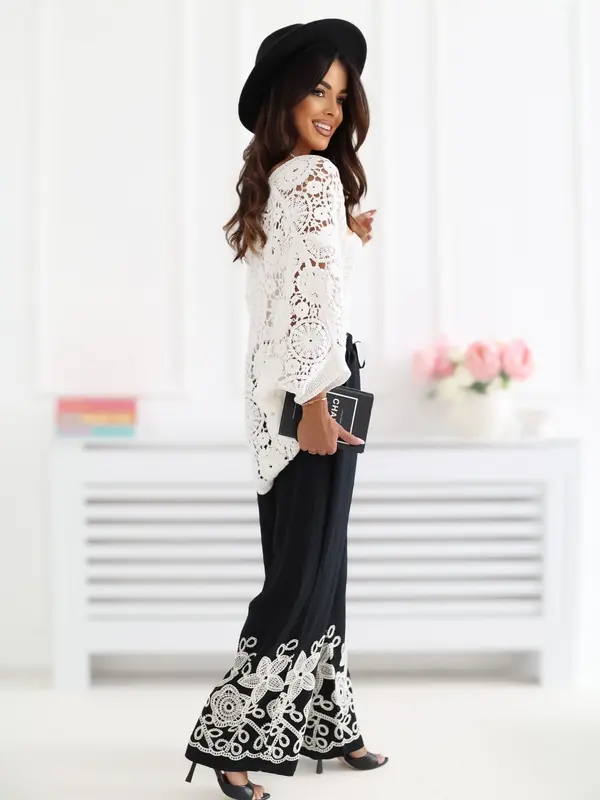 Factory Price Черни летни панталони с широки крачоли