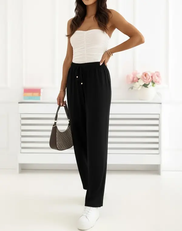 Factory Price Черни летни панталони с висока талия