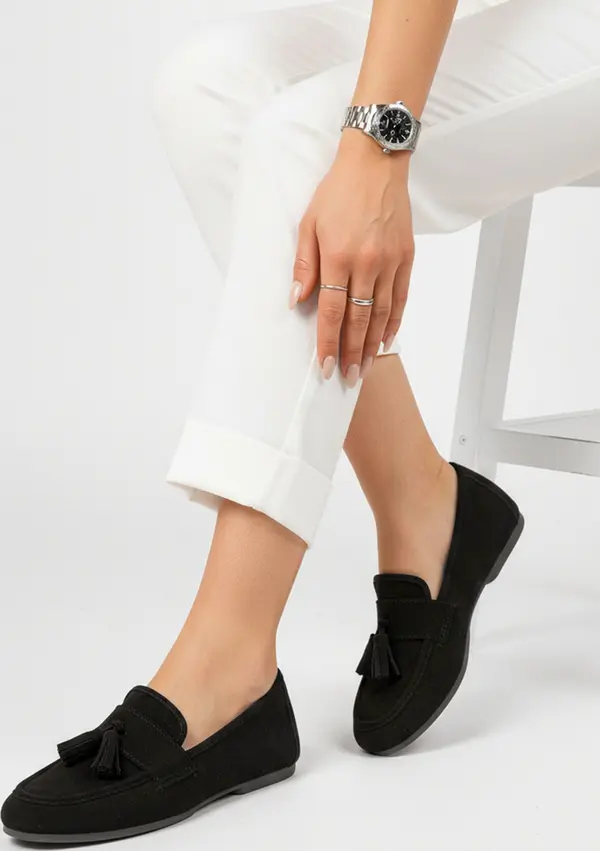 DStreet Черни мокасини с декоративни пискюли