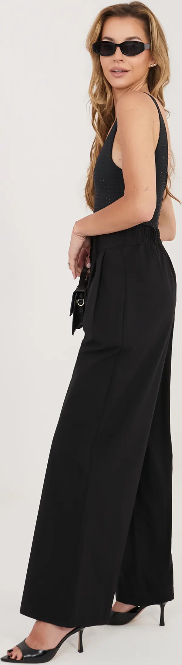 RUE PARIS Черни панталони палацо с висока талия