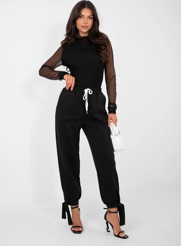 Factory Price Черни панталони с прозрачни ръкави