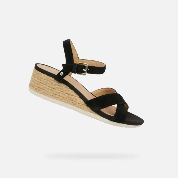 GEOX Черни сандали на платформа Geox Ischia Corda