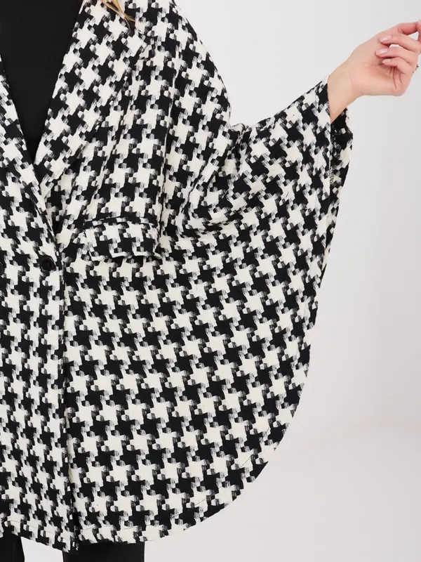 LAKERTA Черно-бяло палто с кариран мотив