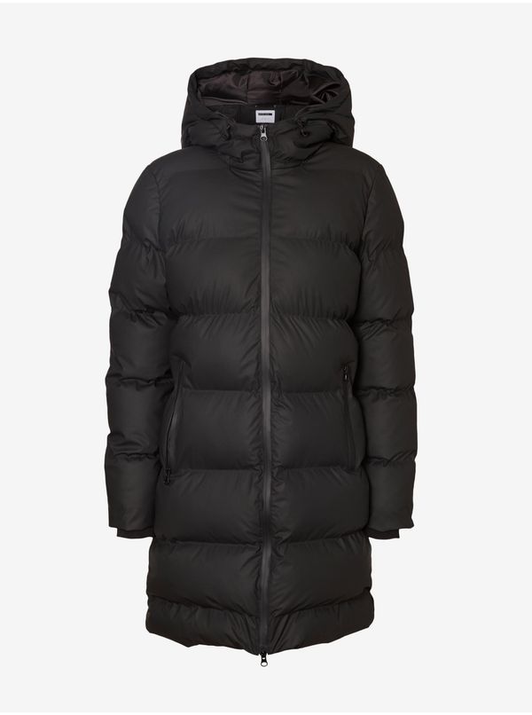 Noisy May Черно дамско капитонирана изкуствена кожа палто с шумен май финал - жени