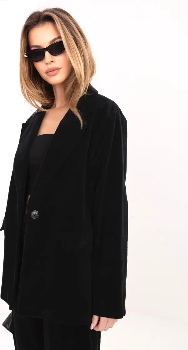 RUE PARIS Черно структурирано овърсайз яке RUE PARIS