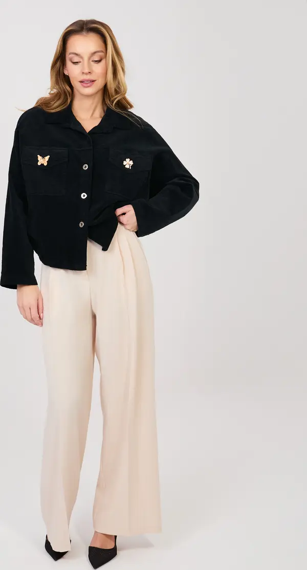 RUE PARIS Черно яке от щраус с джобове