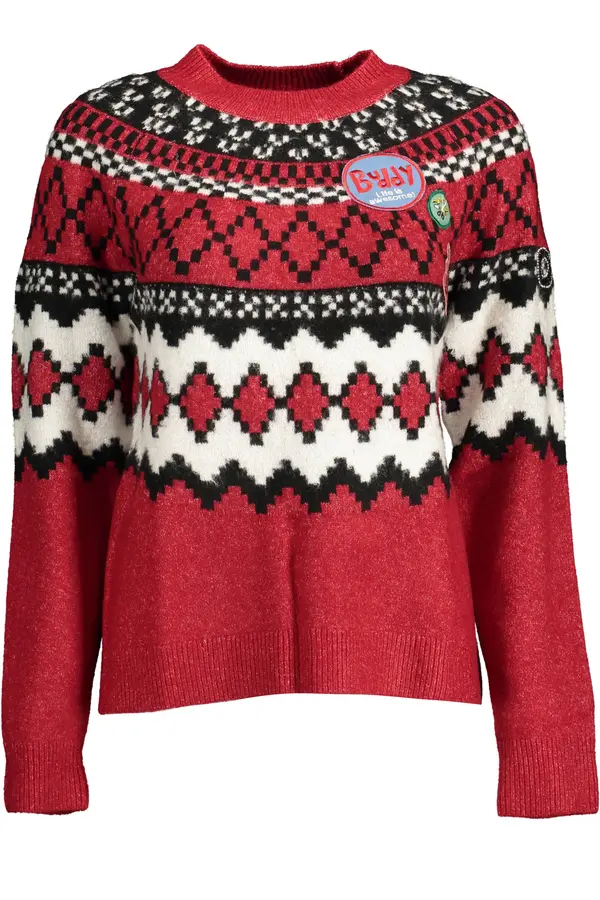 DESIGUAL Червен коледен пуловер Desigual