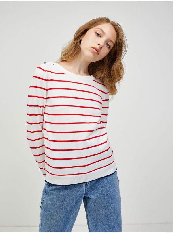 Vero Moda Червено-бял раиран пуловер VERO MODA Alma - Жени