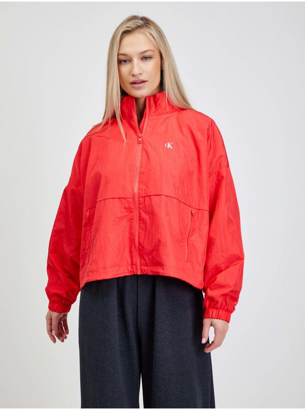 Calvin Klein Червено дамско свободно яке с щампи на дънки Calvin Klein - жени