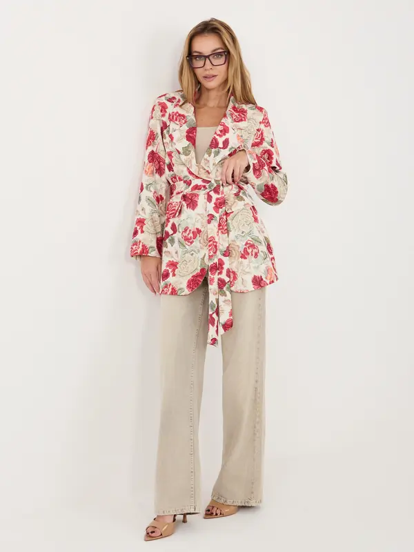 Italy Moda Червено дълго яке с едноредно закопчаване