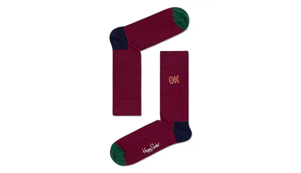 Happy Socks Честити чорапи с бордо бродерия