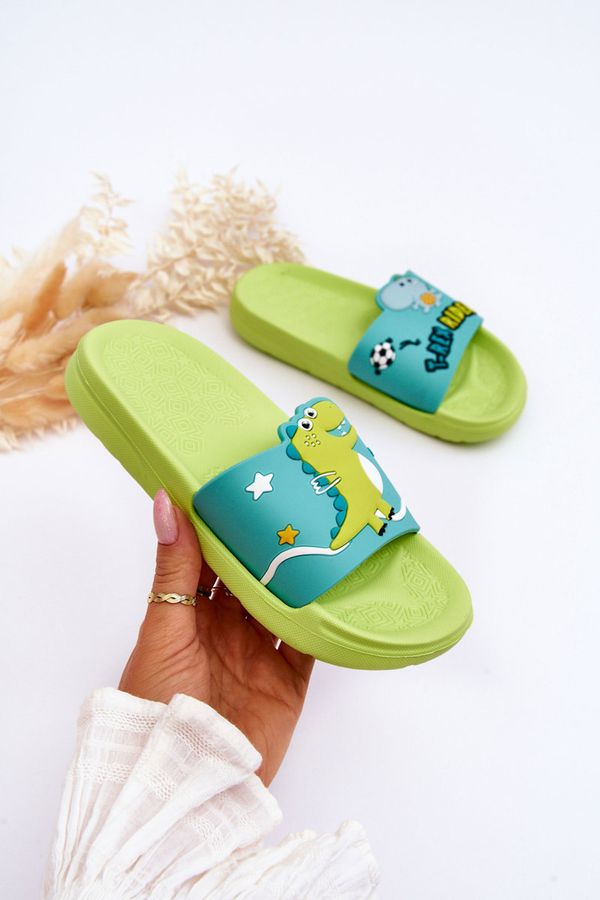 Kesi Children's Dinosaur T-Rex Slides Green Bernis