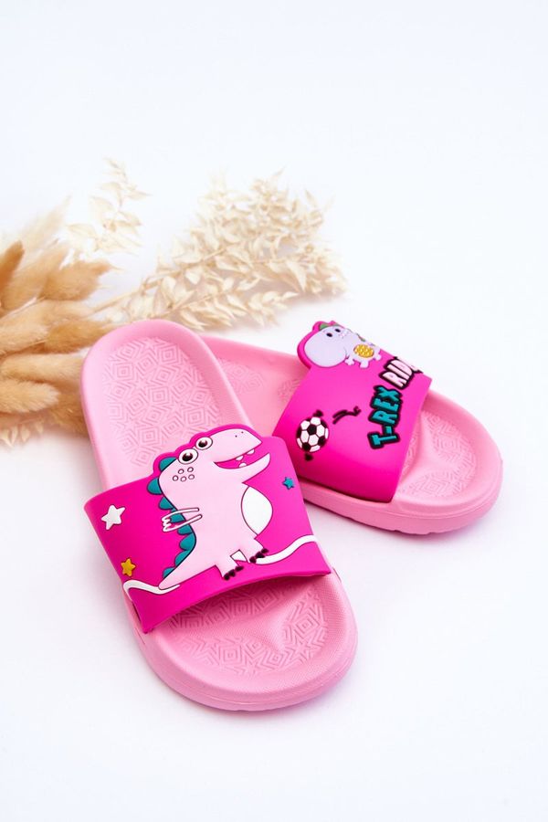 Kesi Children's Dinosaur T-Rex Slides Pink Bernis