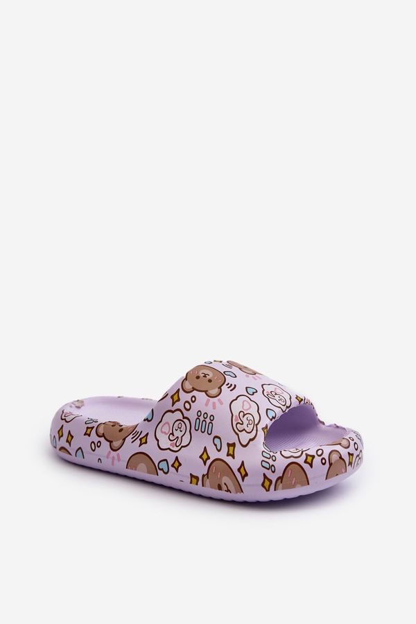 Kesi Children's lightweight slippers with purple teddy bears by Evitrapa