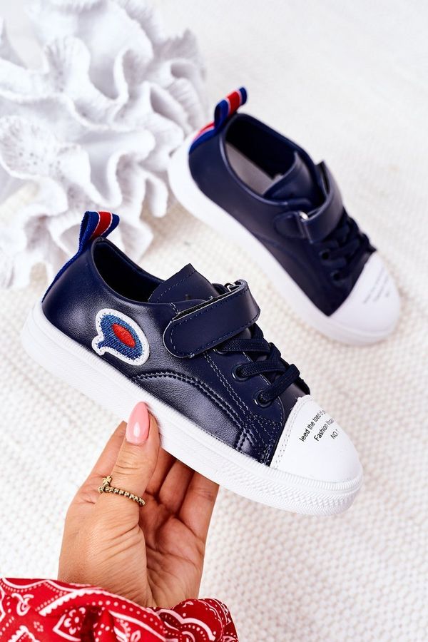 Kesi Children's sneakers with Velcro dark blue cartoon
