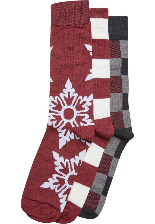 Urban Classics Christmas socks Snowflake 3-pack - burgundy