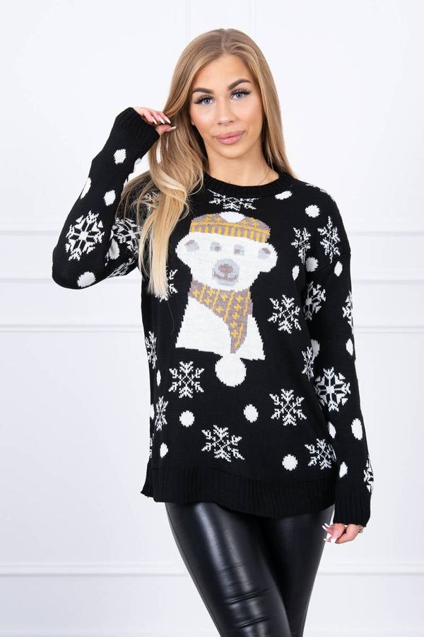 marka niezdefiniowana Christmas sweater with bear black