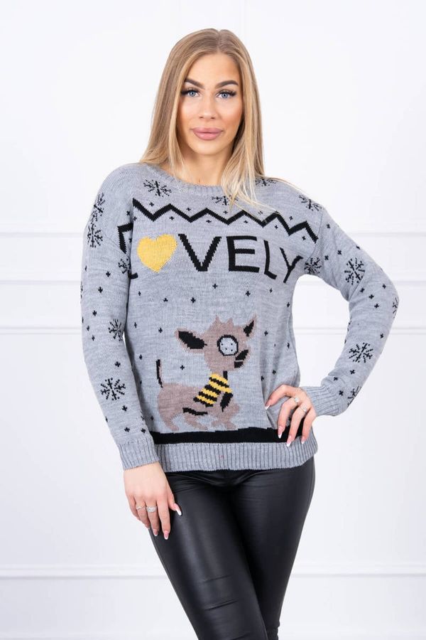 Kesi Christmas sweater with inscription gray