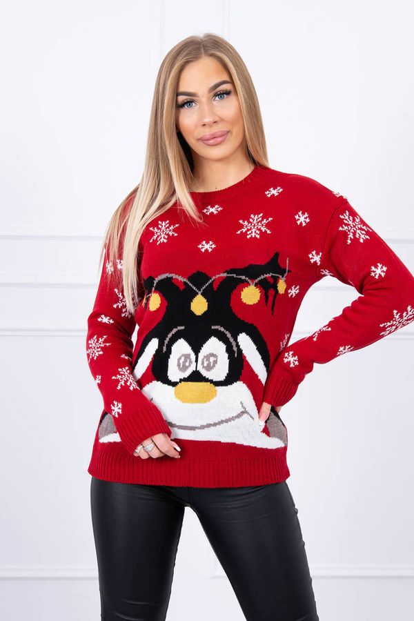marka niezdefiniowana Christmas sweater with reindeer red