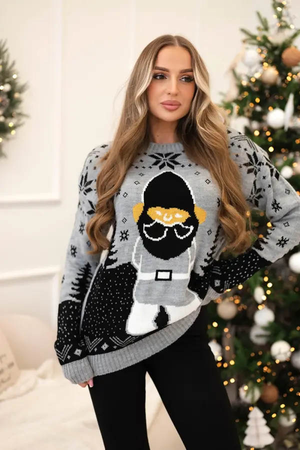 Kesi Christmas sweater with Santa Claus gray