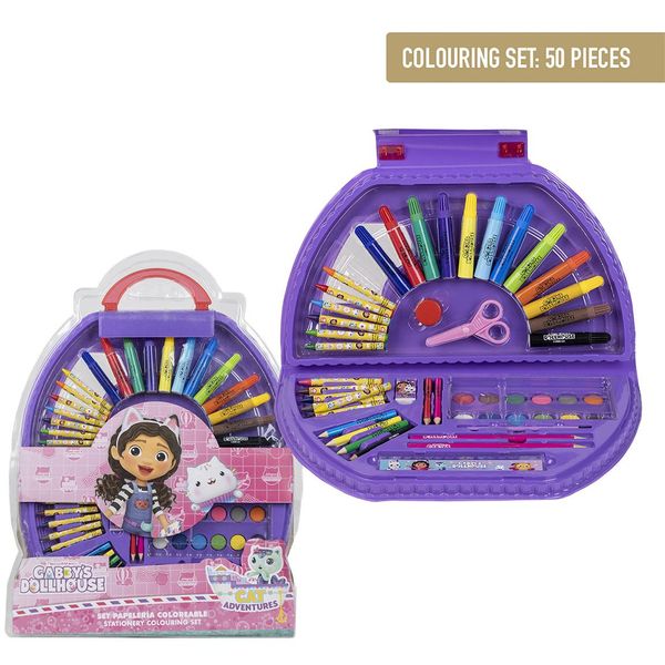 GABBY´S DOLLHOUSE COLOURING STATIONERY SET 50 PIEZAS GABBY´S DOLLHOUSE