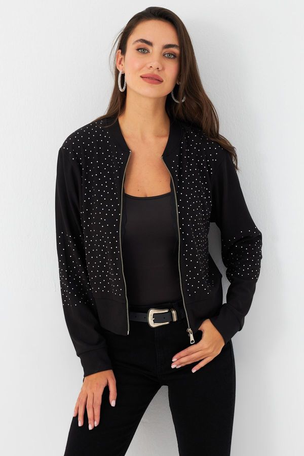 Cool & Sexy Cool & Sexy Women's Black Stoned Jacket RLO81