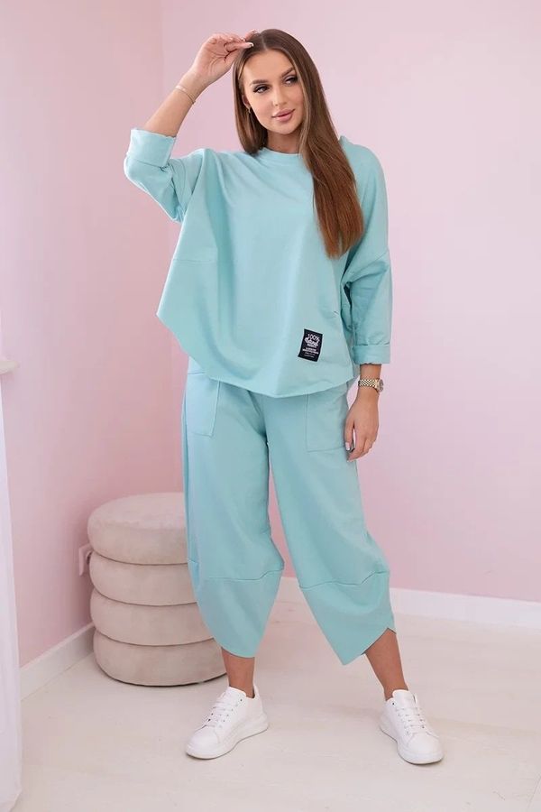 Kesi Włoski Cotton sweatshirt trouser set mint