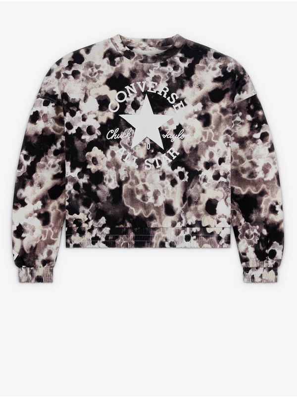 Converse Cream-black women's floral sweatshirt Converse - Women's