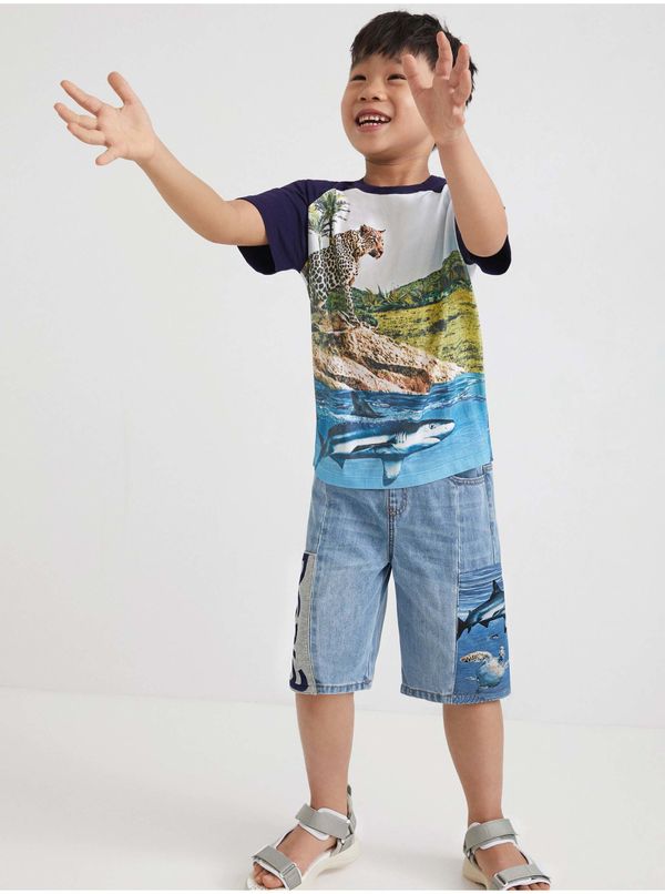 DESIGUAL Cream-blue boys patterned T-Shirt Desigual Aguacate - Boys