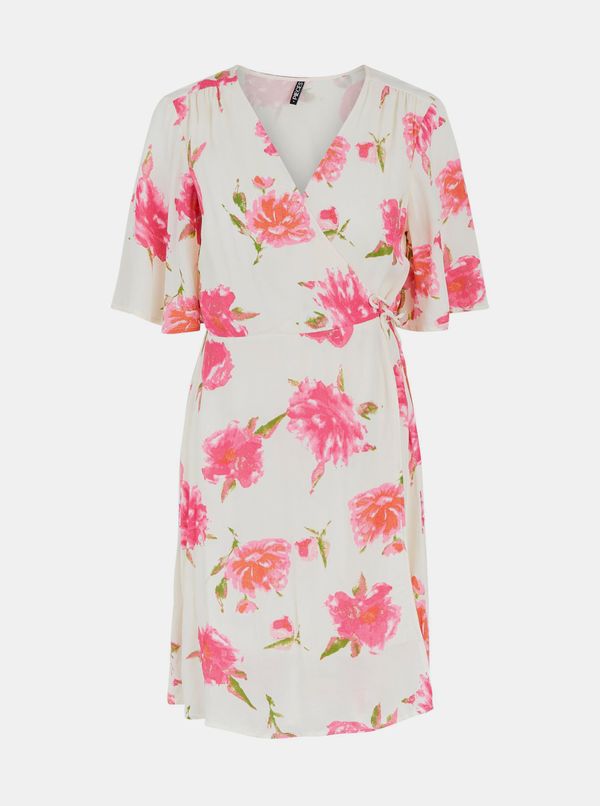 Pieces Cream floral wrap dress Pieces Tianna - Women's