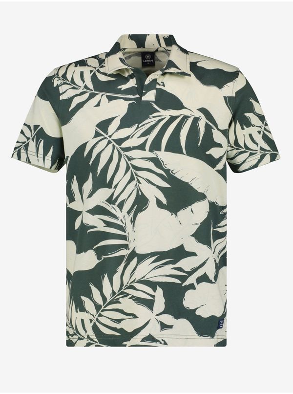 Lerros Cream-green men's flowered polo shirt LERROS - Men